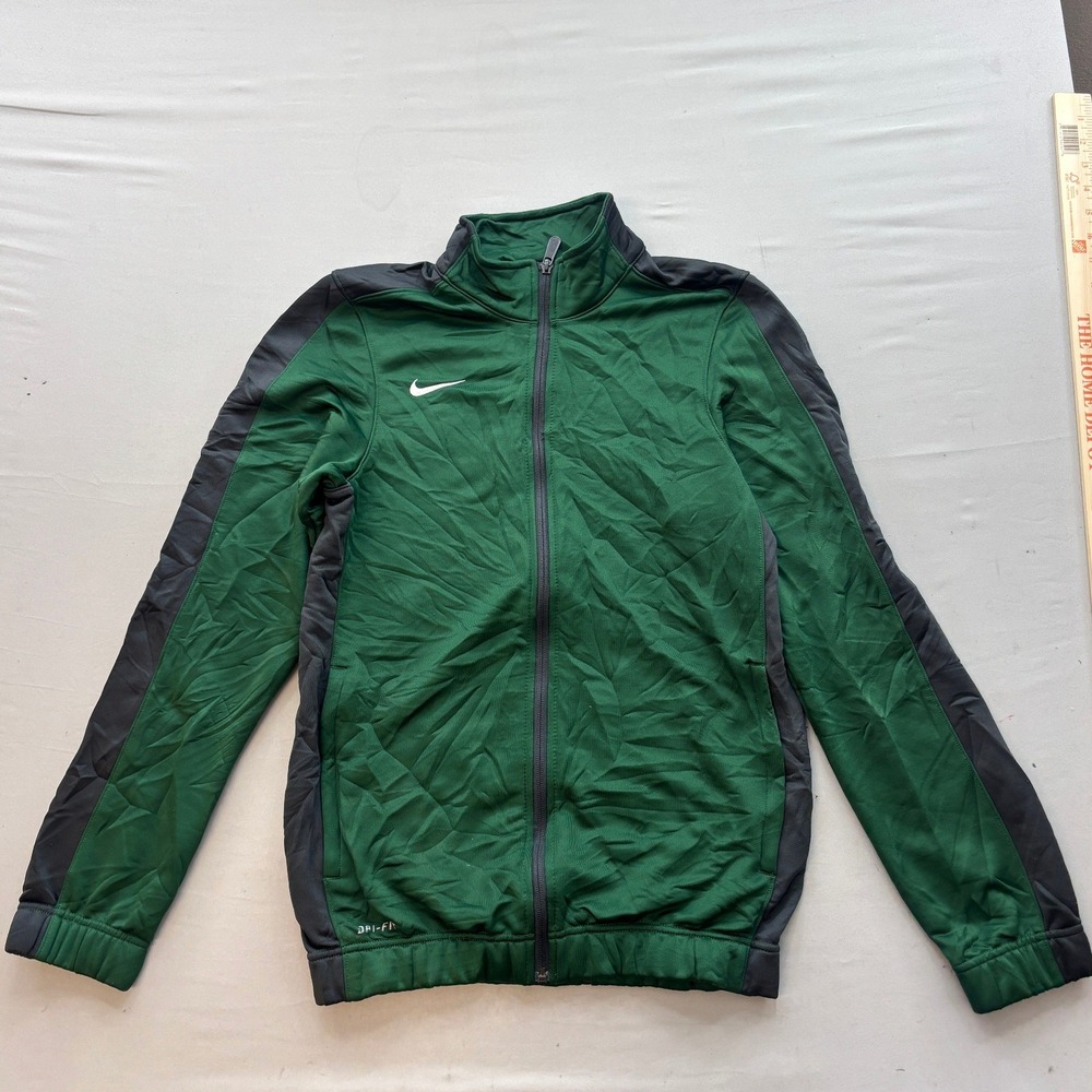 Nike Dri-FIT Mens XS Track Jacket Green Gray Full Zip Athletic Soccer Warm Up